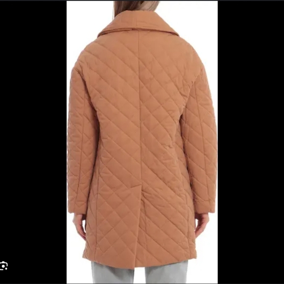 Avec Les Filles Quilted Double Breasted Peacoat Caramel Brown Coat Small - Picture 6 of 12